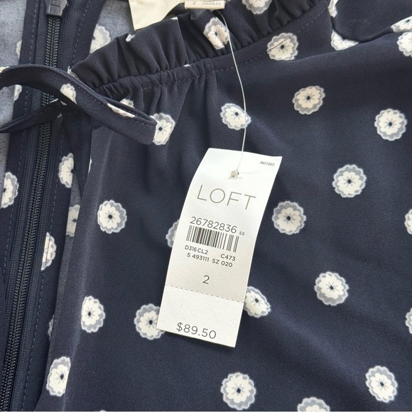 LOFT Blue Fit and Flare Dress with Mock Neck - Picture 4 of 5